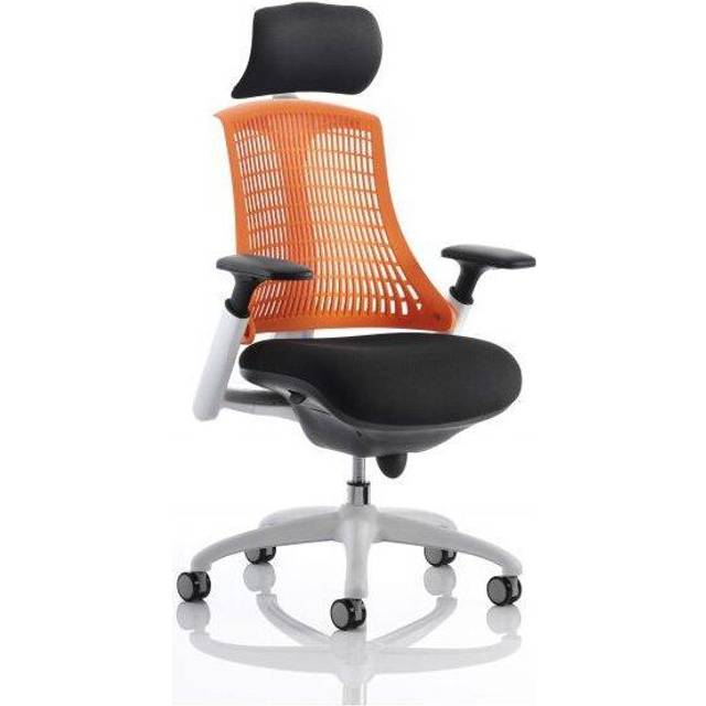 Flex | Task Operator Chair White Frame Orange Back with Headrest | 945 - White/Orange