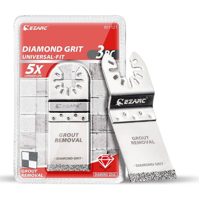 EZARC Multi-Tool Grout Remover Blade, Diamond Oscillating Multitool Saw Blades for Grout Removal, Mortar and Soft Tile Cut DO34F, 3-Pack