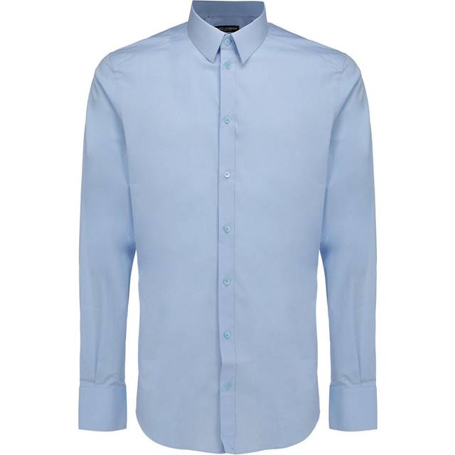 Dolce & Gabbana Men&#39;s Stretch Poplin Shirt in Blue | Size 39 | G5EJ0TFUEEE Color B1581 (39)
