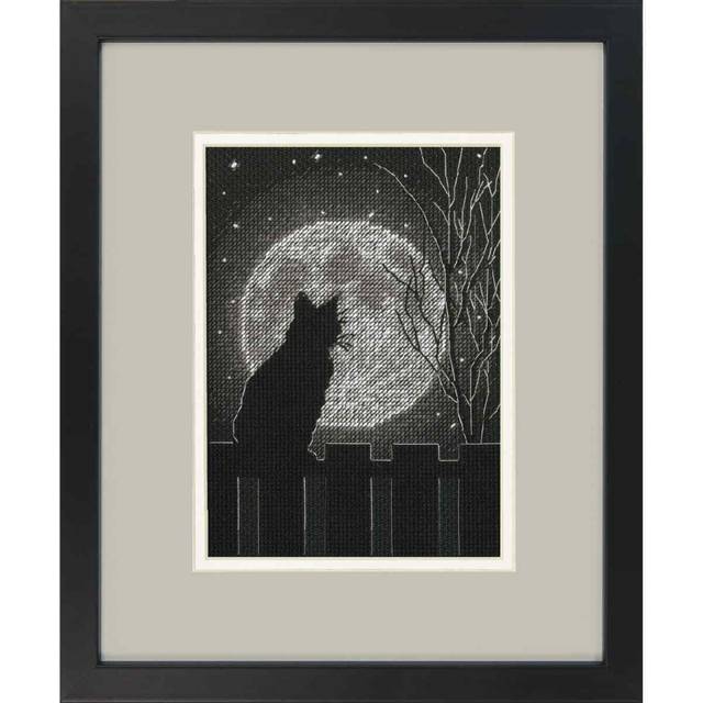 "Dimensions Counted Cross Stitch Kit 5""X7""-Black Moon Cat (14 Count) -70-65212"