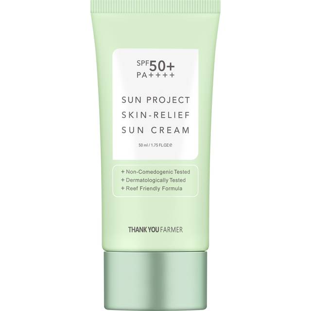 THANKYOU FARMER Sun Project Skin Relief Sun cream SPF50+ PA++++ 175 Fl Oz - centella Asiatica Extracts for Soothing  Reef Safe Sunscreen Travel Size