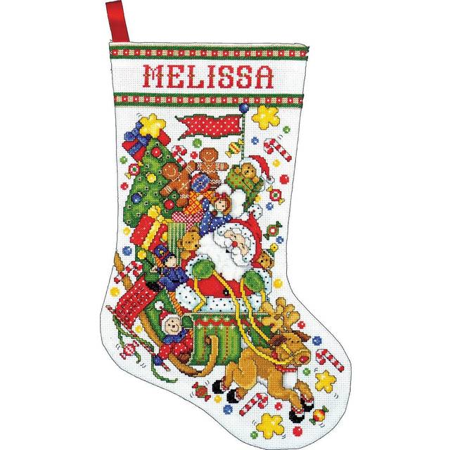 "Design Works Counted Cross Stitch Kit 17"" Long-Santa & Sleigh (14 Count)"