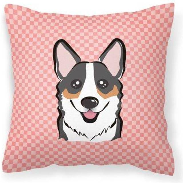Caroline's Treasures BB1255PW1818 Checkerboard Pink Corgi Canvas Decorative Pillow  18 x 18  Multicolor