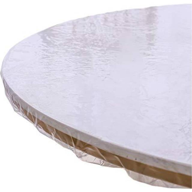 clear Round Vinyl Fitted Tablecloth Waterproof Oilcloth Heavy Duty Elasticized Table cover Elastic Edge Design Plastic Tablecloth Protector for Round