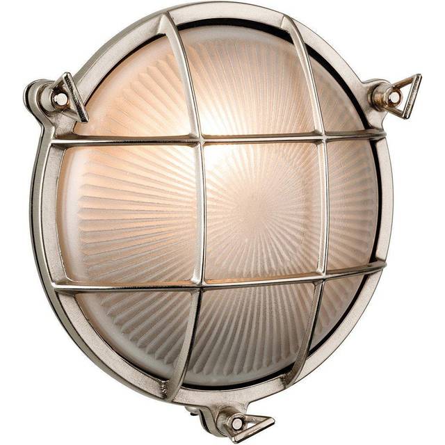 Firstlight Nautic Style Round Bulkhead in Solid Brass with Nickel Plating and Frosted