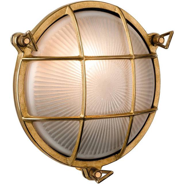Firstlight Nautic Classic Marine Style Round Bulkhead in Solid Brass and Frosted