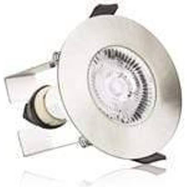 Integral Evofire IP65 Round Satin Nickel 70mm cutout Downlight with GU10 Holder  & Insulation Guard - ILDLFR70D004
