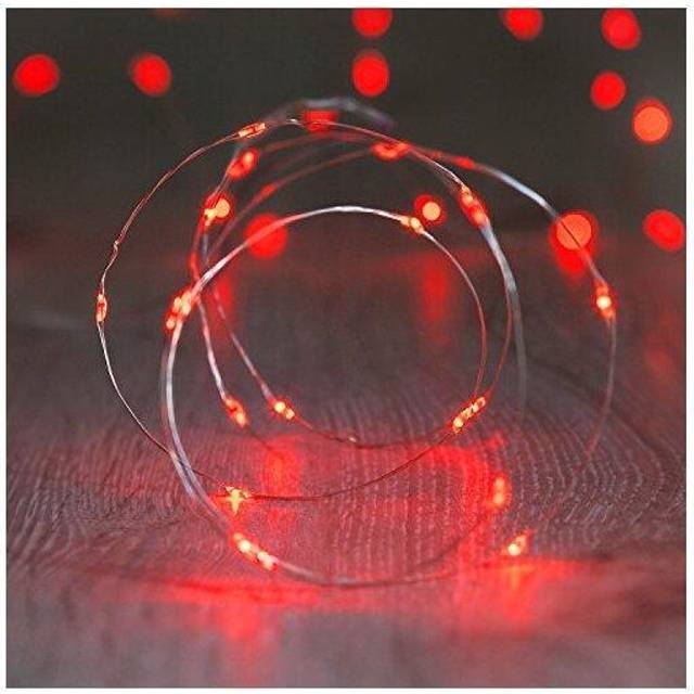20 Red LED Micro Battery Fairy Lights