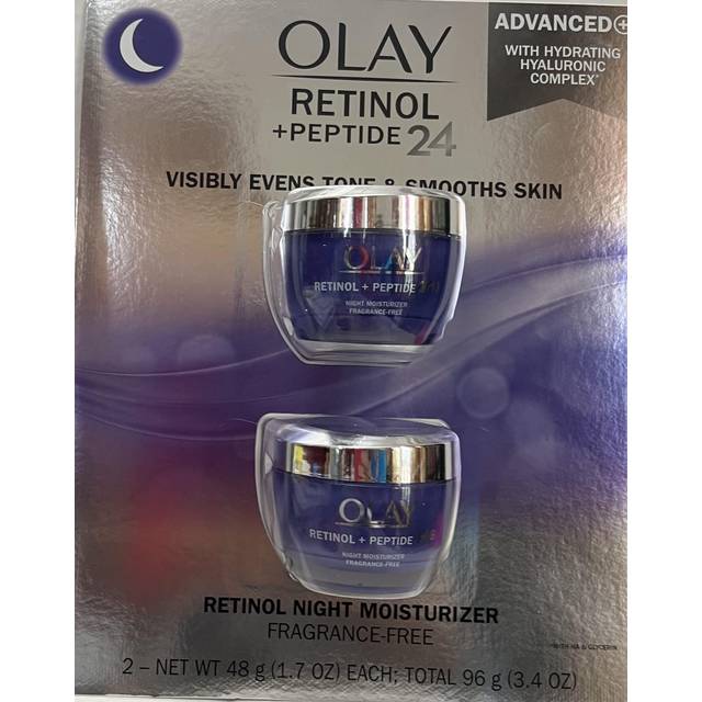 Olay Retinol + Peptide 24 Fragrance Free Night Moisturizer  1.7 OZ (2 Packs)