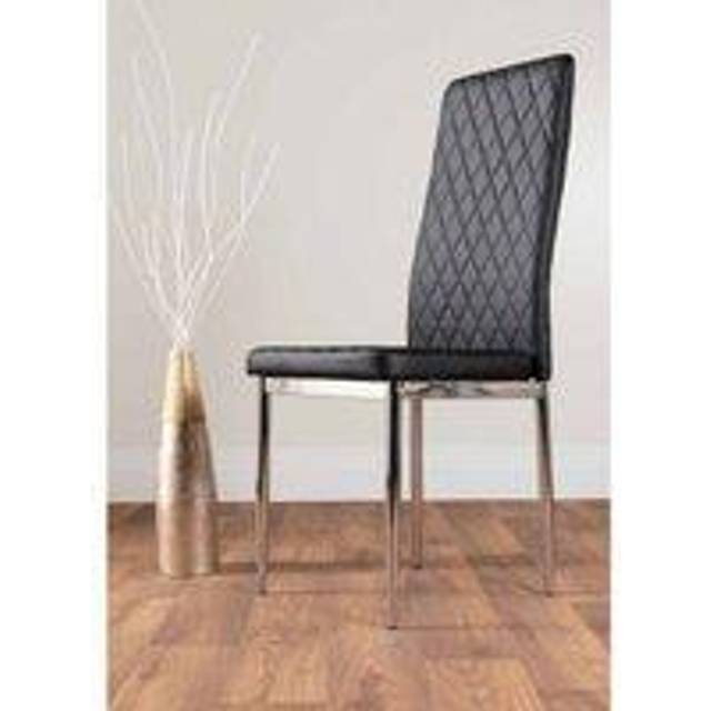 6 Milan Faux Leather Dining Chairs with Chrome Legs - Black
