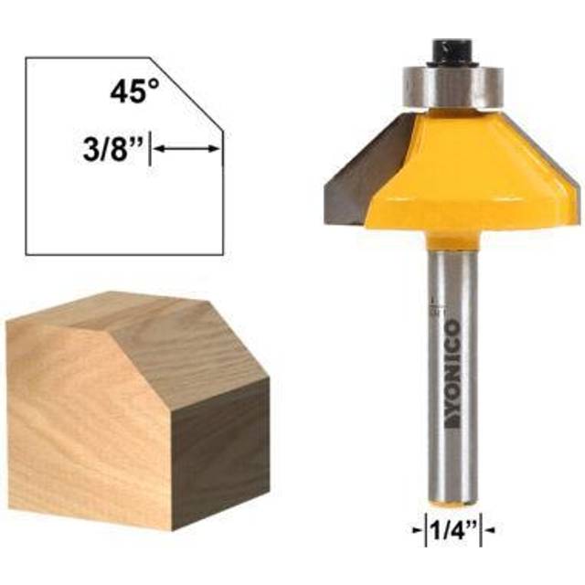 YONICO Chamfer Router Bits Edge Forming 45 Degree 1/4-Inch Shank 13105q