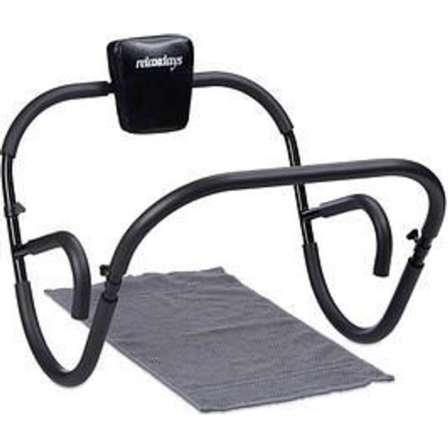 Relaxdays Unisex vuxen magtränare, magtränare, vikbar, 66 x 70 x 70 cm, sexpack fitnesstränare, svart – svart, M