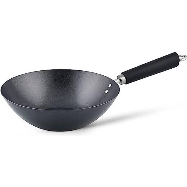 Ken Hom Induction Hobs Suitable Carbon Steel Wok 27Cm, Black
