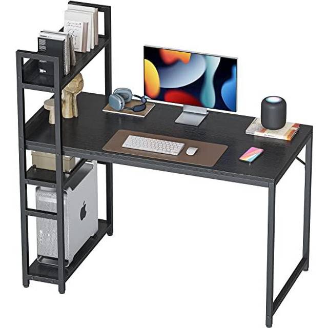 CubiCubi Computer Desk 47 inch with Storage Shelves Study Writing Table for Home Office Modern Simple Style  Rustic Brown