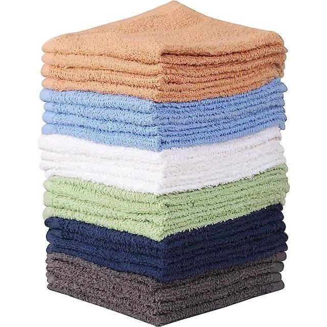 Towel and Linen Mart 100% cotton - Wash cloth Set - Pack of 24   Flannel Face cloths  Highly Absorbent and Soft Feel Fingertip Towels (Multi)
