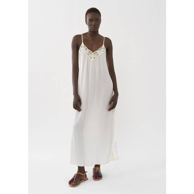 See by Chloé White Embroidered Midi Dress - 6A0 White Pink - FR 44