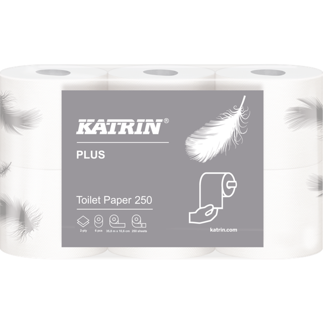 KATRIN TOALETTPAPPER PLUS 250 KATRIN 2-LAGER 6ST