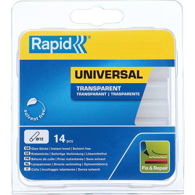 Rapid 40107356 Transparent Glue Sticks Pack of 13 12mm Diameter x 94mm