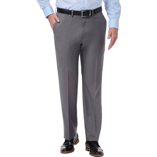 Haggar Men's Premium Comfort Classic Fit Flat Front Dress Pants-Regular and Big & Tall Sizes  Medium Grey  34W x 30L