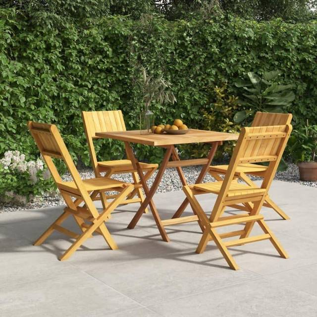 vidaXL 5 Piece Garden Dining Set Solid Wood Teak - Brown