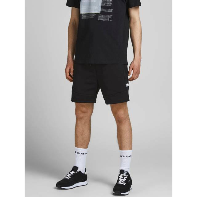 JACK & JONES Sweatshorts för män, normalt skurna sweatshorts, svart, XL