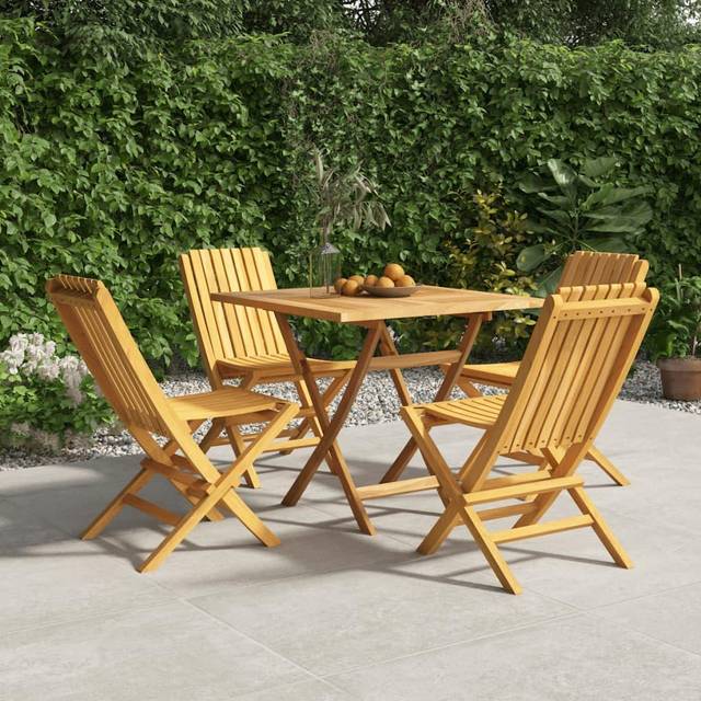 vidaXL 5 Piece Garden Dining Set Solid Wood Teak - Brown