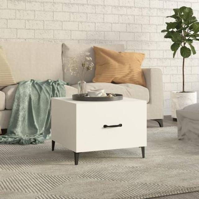 vidaXL Soffbord med metallben vit 50x50x40 cm