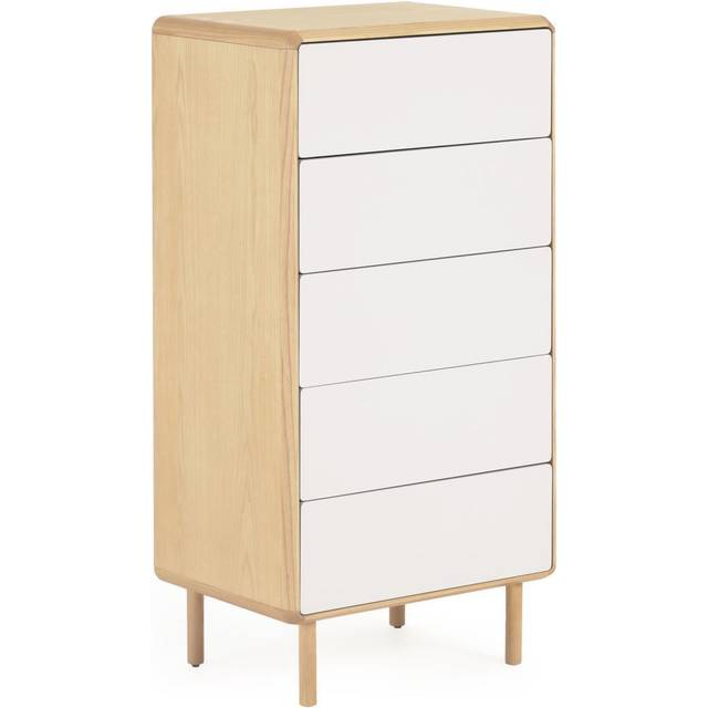 Anielle solid and ash veneer chest of five drawers 60 x 117 cm - Multicolor