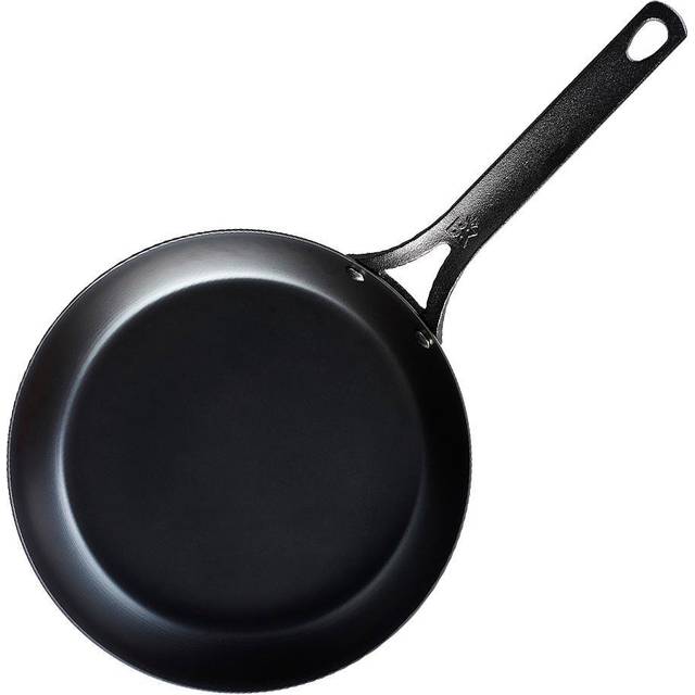 BK Black Steel förvärmd 28 cm stekpanna av kolstål, lämplig för induktion, ugn och rostsäker upp till 315 °C, hållbar och professionell, svart