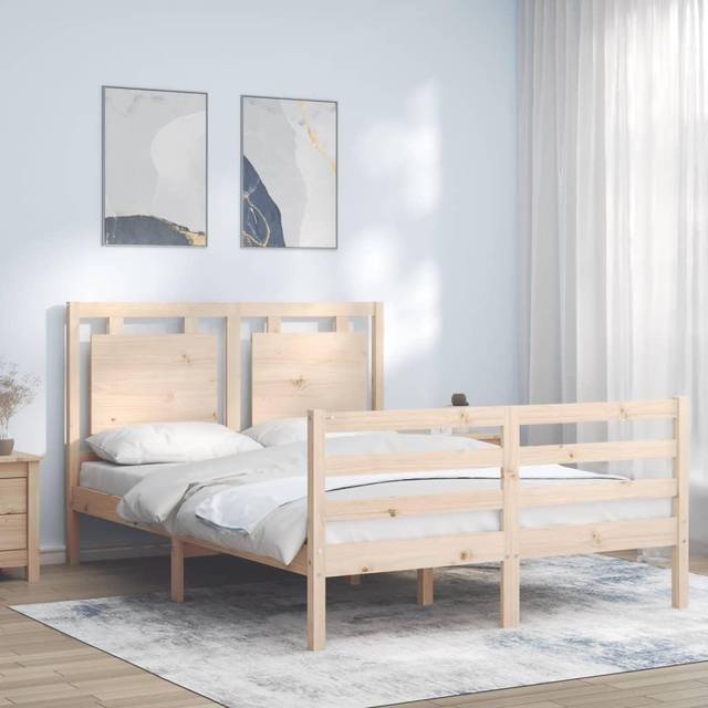 Sängram med huvudgavel 120x200 cm massivt trä