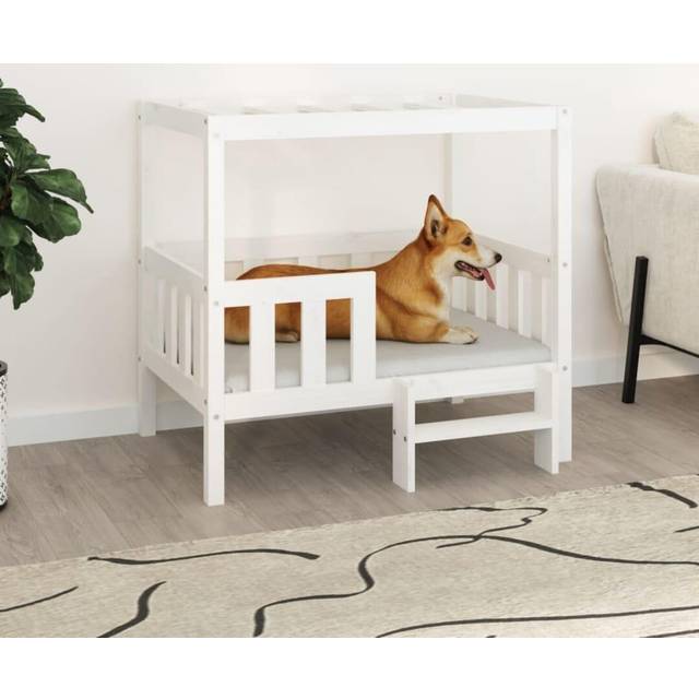 vidaXL Dog Bed White 95.5x73.5x90 cm Solid Wood Pine