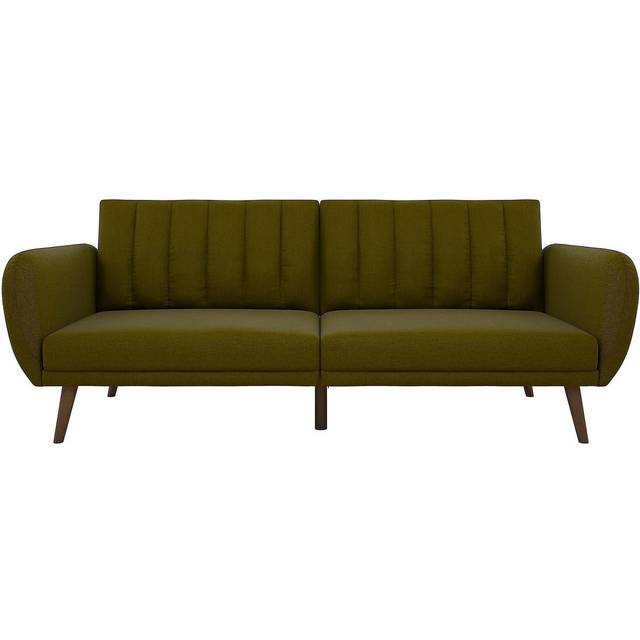 Ng Novogratz Brittany Sofa Bed Wooden Legs Linen Green, Green