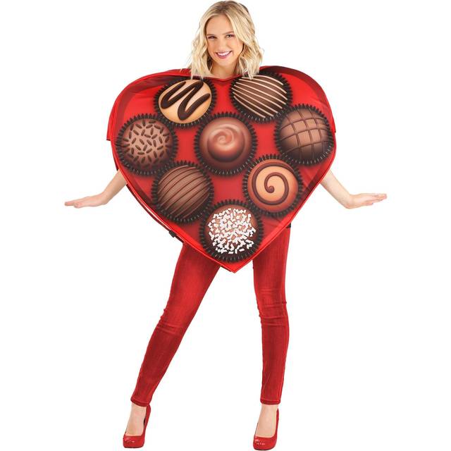 Box of Chocolates Heart Valentine Costume - Brown&#47;Red&#47;Beige (One-Size)