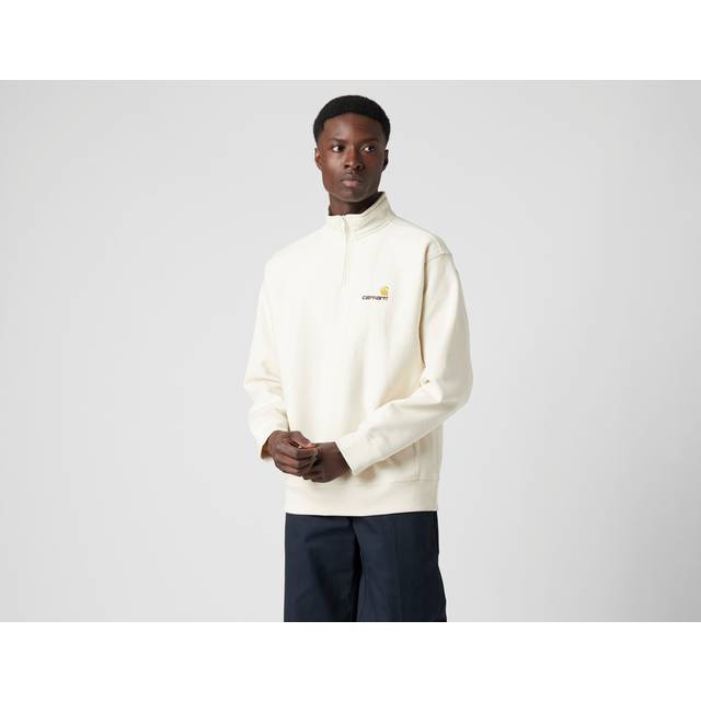 Carhartt Work In Progress Off-White Half Zip American Script Sweatshirt - 05XX Natural - XXL