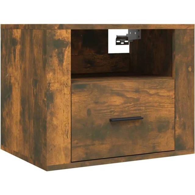 vidaXL Wall-mounted Bedside Cabinet Smoked Oak 50x36x40 cm - Brown