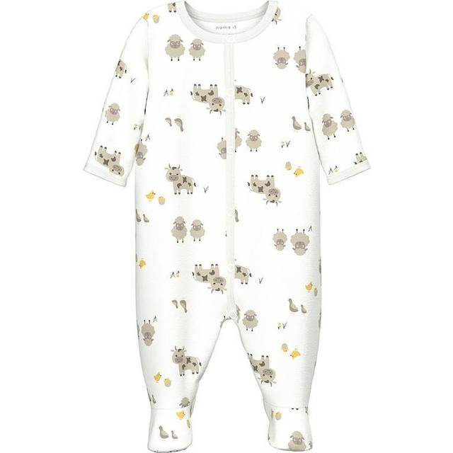 Namn IT Unisex Nbnightsuit W/F Farm Djur Noos, Ljus vit, 92