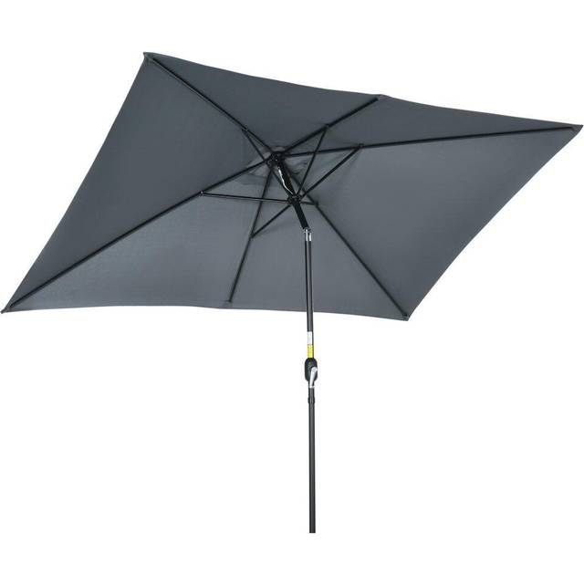 Outsunny 3x2m Patio Parasol Canopy Tilt Crank 6 Ribs Sun Shade Garden Dark Grey | TJ Hughes