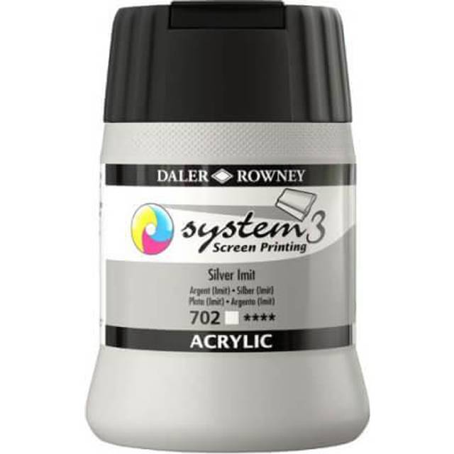 Daler-Rowney System3 250ml Screen Printing Acrylic Paint Silver Imit