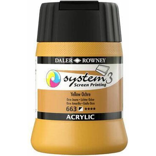 Daler-Rowney System3 250ml Screen Printing Acrylic Paint Yellow Ochre