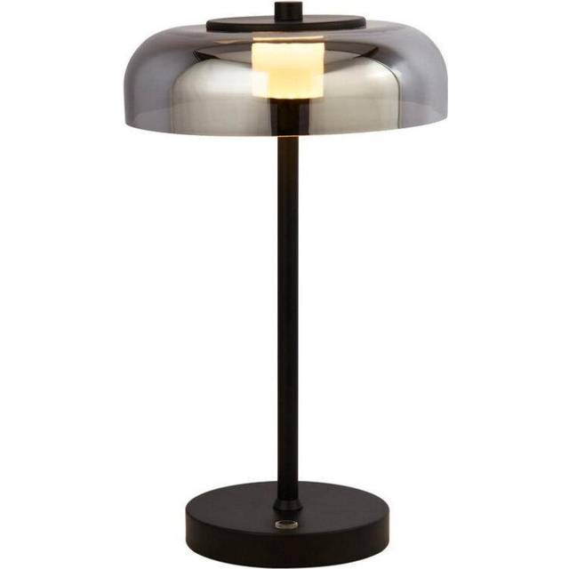 Searchlight - Frisbee 1 Light Led Table Lamp, Matt Black With Smoked Glass