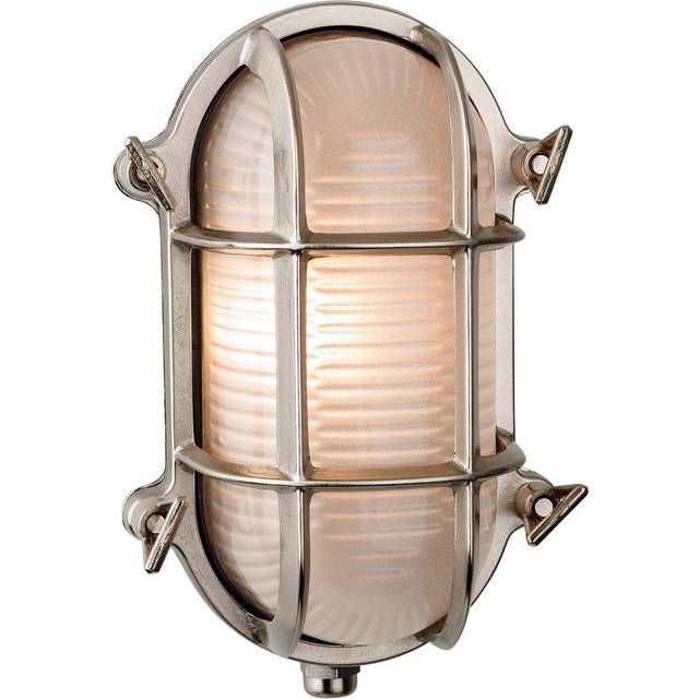 Firstlight Nautic Classic Marine Style Oval Bulkhead in Solid Brass with Nickel Plating and Frosted