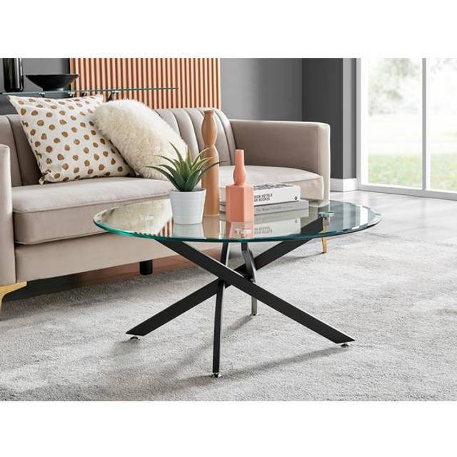 Novara Black And Glass Round Coffee Table - Black