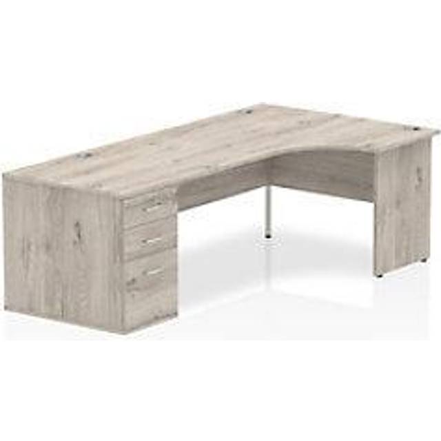 Impulse 1800mm Right Crescent Desk Grey Oak Panel Leg + Desk High Ped