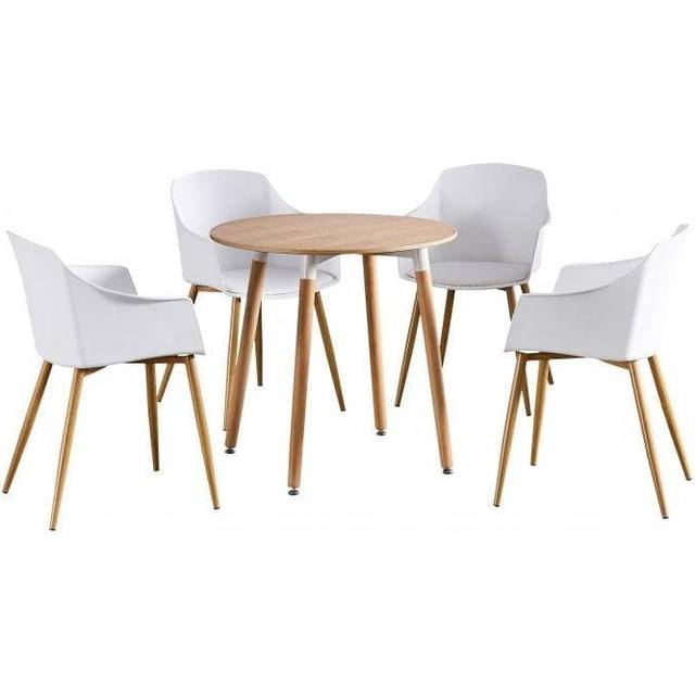 PNT012-4XED001 Table colour: Oak, Pack: Set of 4, Colour: White