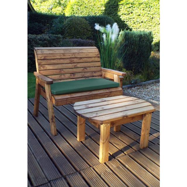 Deluxe Bench Set with Cushions - W120 x D170 x H98 - Fully Assembled - Green