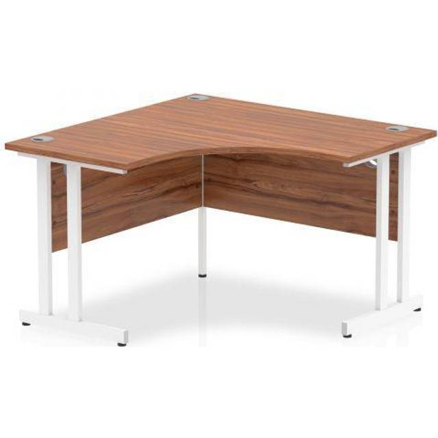 Impulse 1200mm Corner Desk Walnut Top White Cantilever Leg