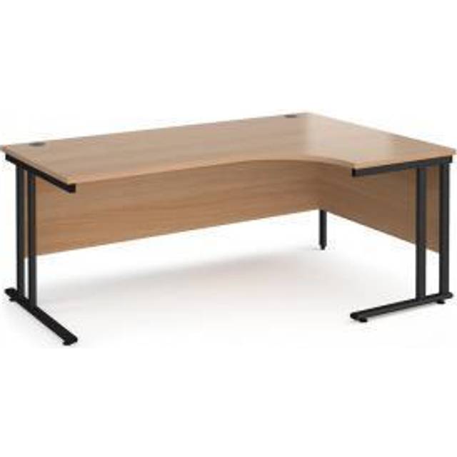 Maestro 25 Right Hand Ergonomic Office Desk with Black Frame and Beech Top – 1800mm