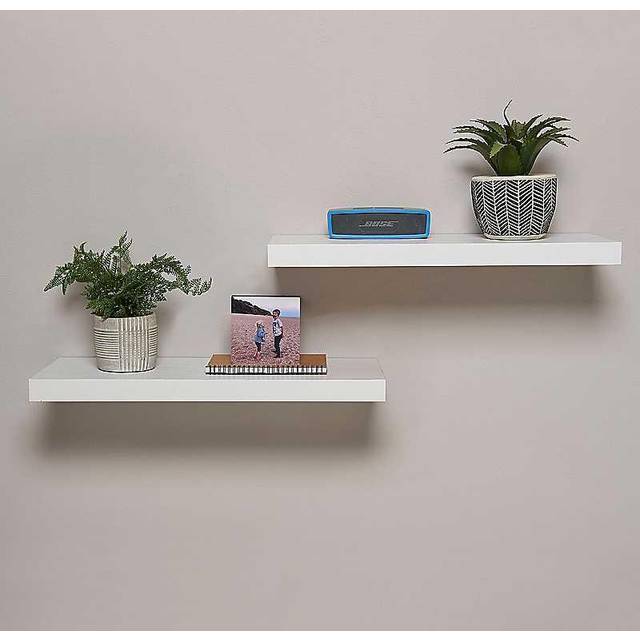 Set of 2 Floating Shelves, 60cm - White