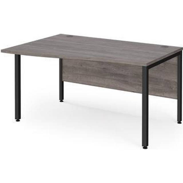Maestro 25 left hand wave desk 1400mm wide - black bench leg frame, grey oak top