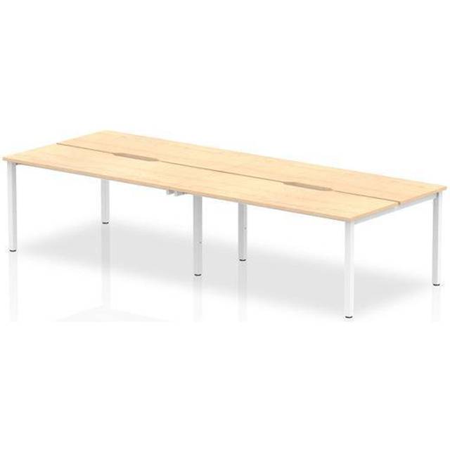 Evolve B2B White Frame Bench Desk 1400 Maple (4 Pod) - BE234